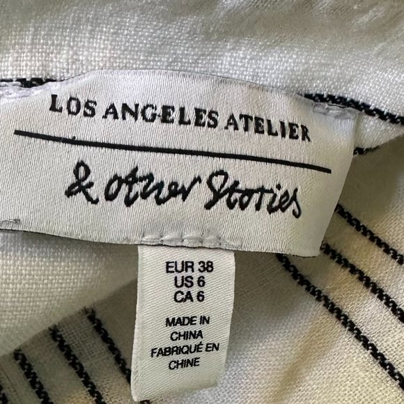 & Other Stories Linen Blend Jumpsuit Stripe White Open Back Size 6 Women's - Picture 13 of 16